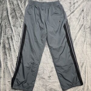 Adidas Climalite Nylon Track Pants Men's Large Gray Black Stripe